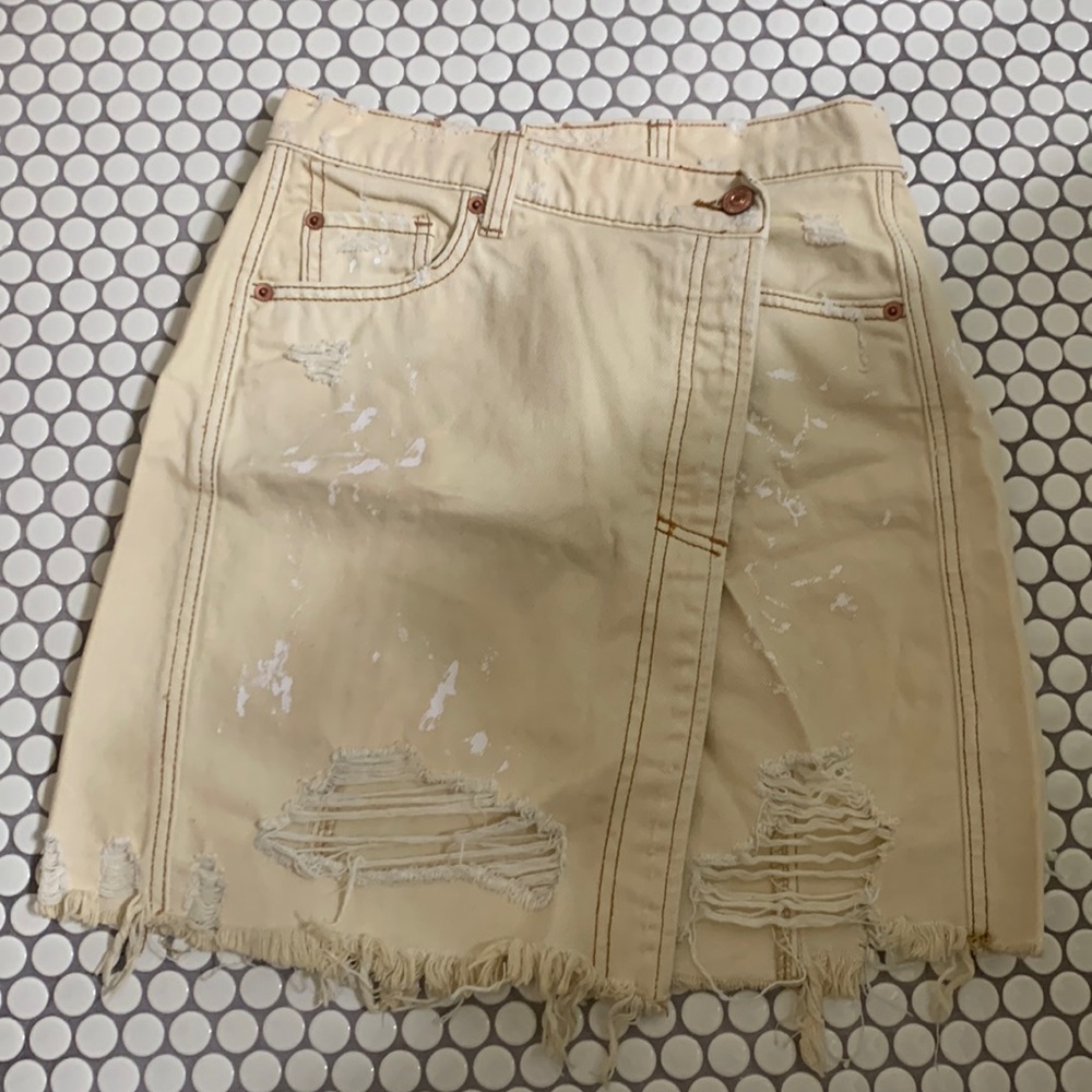 Free people yellow jean skirt